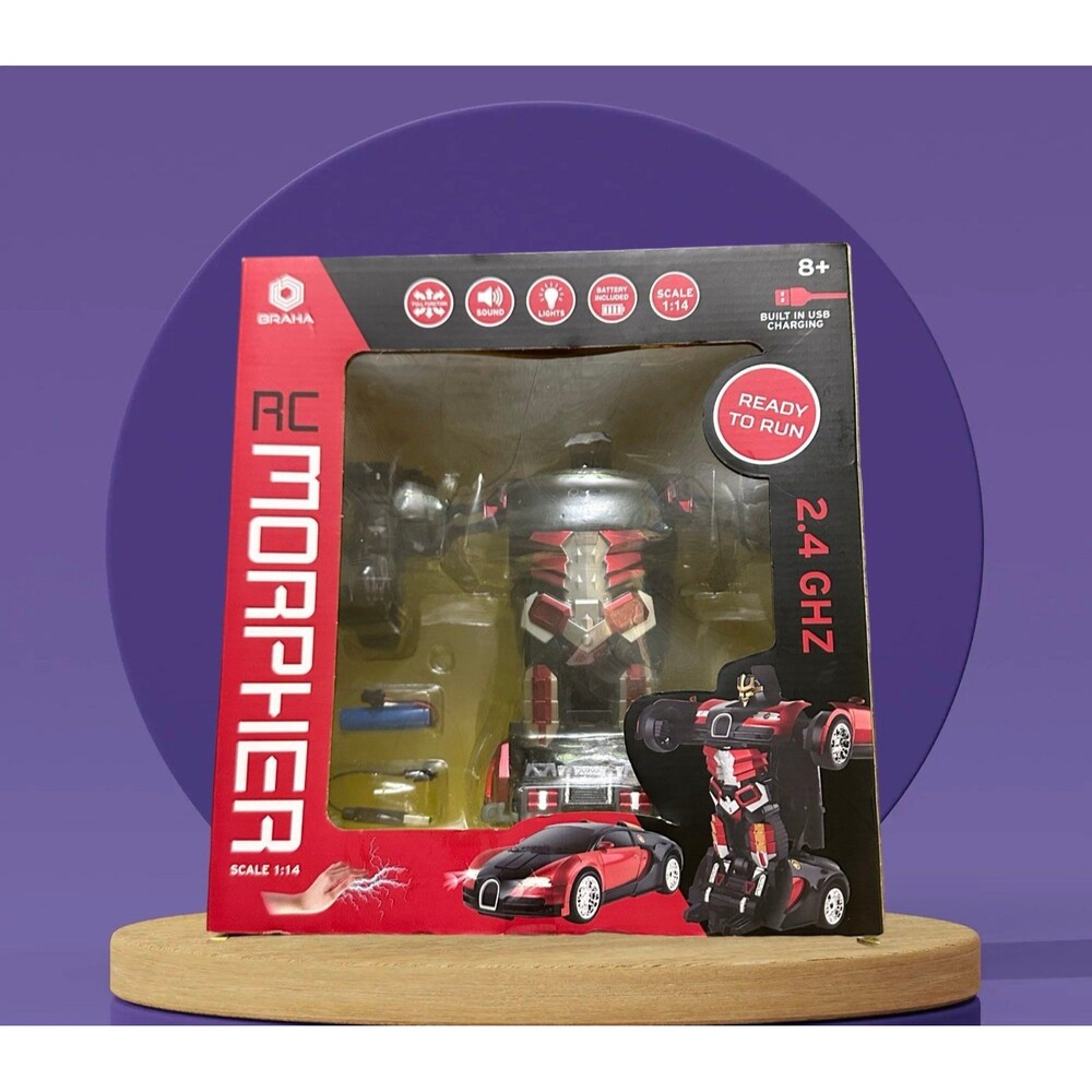 BRAHA  RC Morpher Transforming Robot Car in Red and Black